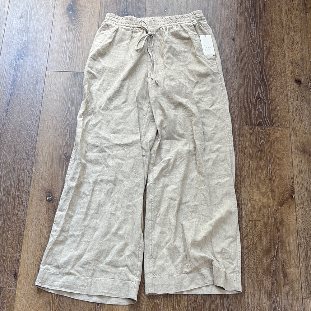 Beige Wide-Leg Pants